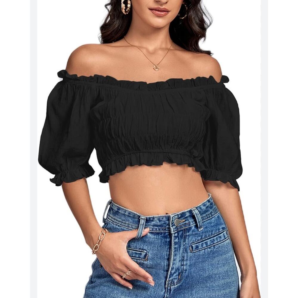 Off the shoulder cropped summer top